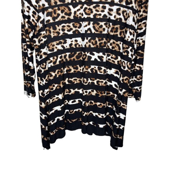 Ruby Rd Leopard Stripe Long Sleeve Top M Black Brown Sequin Detail Animal Print - Picture 3 of 12